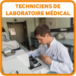 Etudiants bouton techniciens laboratoire medical IFTLM